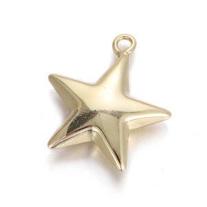 Polished 14k gold-plated irregular star-shaped charm with ring for DIY jewelry making