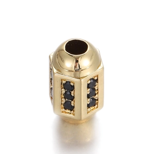 Pendentif prisme hexagonal plaqué or avec incrustations de zircon et finition polie