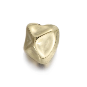 Detail of 14k gold-plated irregular heart bead with hammered texture for DIY jewelry making