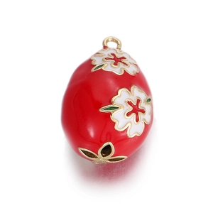 Κόκκινο σμάλτο Sakura Evil Eye Πασχαλινό αυγό μενταγιόν με χρυσές λεπτομέρειες