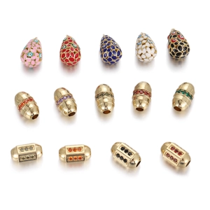 Accessoires de Création de Bijoux DIY Pendentif Oeil du Diable en Cuivre Plaqué Or Zirconia Perles en Émail pour Fabrication de Collier Bracelet