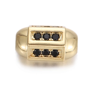 Perle cylindre oeil maléfique plaqué or 14K avec zircons noirs pour accessoires bijoux DIY