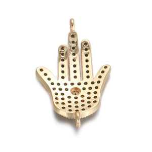 Gouden Hamsa Hand verbinding met blauwe kristallen voor het maken van sieraden