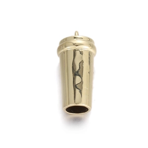 Gepolijste gouden koffiekopbedel met deksel en ophangoog voor doe-het-zelf sieraden
