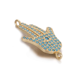 Gouden Hamsa Hand verbinding met blauwe micro-inleg voor sieraden maken