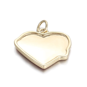 Polished golden heart-shaped pendant with bail for DIY necklace and earring making