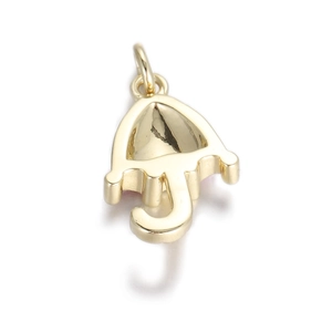 Golden umbrella pendant charm with circular loop for DIY jewelry making and necklaces
