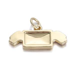 Close-up of golden rectangle pendant with wing design for DIY necklace and jewelry making