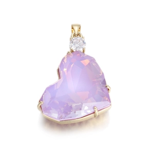 Pendentif cœur en or élégant avec zircon violet irisé pour colliers et bijoux DIY