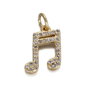 Golden musical note pendant with sparkling crystal inlay for DIY jewelry making
