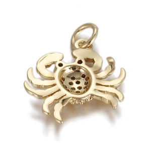 Polished gold crab pendant charm with hollow design for DIY necklaces and bracelets