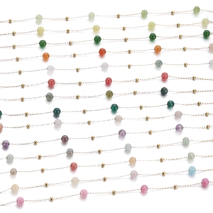 Handmade colorful natural stone beads on gold stainless steel chain for DIY jewelry