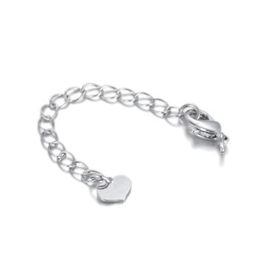Silver lobster clasp extender chain with heart charm for jewelry making projects