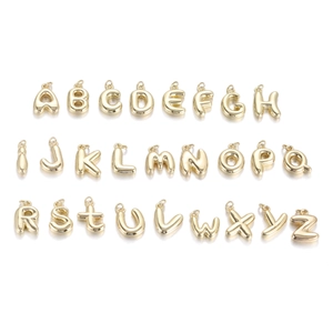 Gold Plated Copper Bubble Initial A-Z Alphabet Pendant DIY Jewelry Making Accessories Puffy Letter Charms For Necklaces