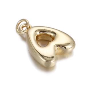Polished gold heart balloon pendant with hollow design and shiny metallic mirror finish