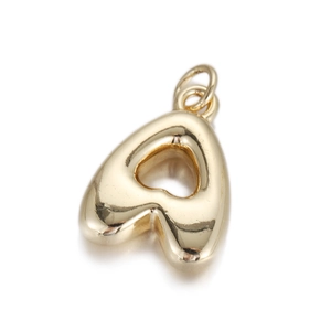 3D balloon style letter A pendant in shiny gold finish with double closure ring