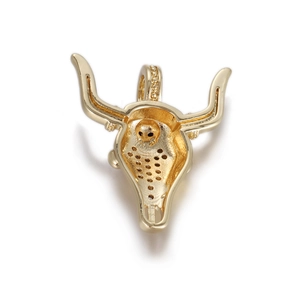Golden enamel bull head pendant necklace with honeycomb texture minimalist fashion jewelry