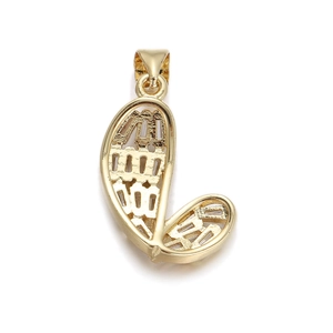 Exquisite gold letter J pendant with hollow mesh grid design and micro-inlay zircon