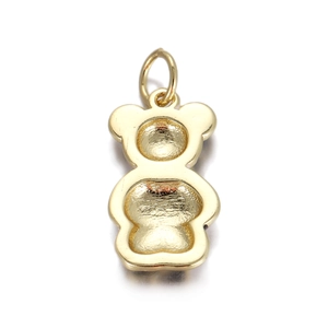 Polished golden bear charm pendant with smooth finish for jewelry making