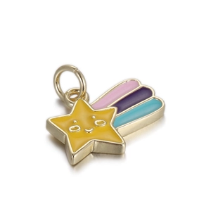 Détail du pendentif météore plaqué or avec émail coloré pour la création de bijoux DIY