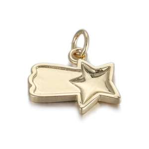 Vue détaillée du pendentif étoile filante dorée polie pour la création de bijoux DIY