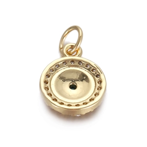 Macro detail of golden Baroque sun flower pendant showing precise back setting and metal ring