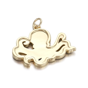 Detailed close-up of golden baroque octopus charm with polished finish for DIY jewelry making