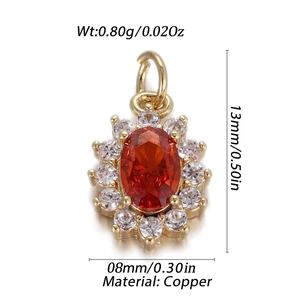 Makroaufnahme von Sonnenblumen-Anhänger aus Kupfer mit orangem Edelstein und Zirkonia