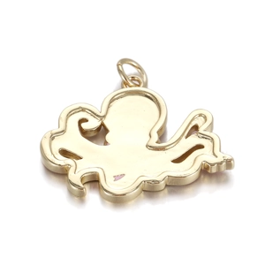Detail view of the golden octopus pendant back structure with smooth metallic finish