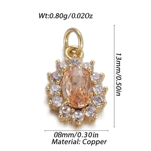 Makro-Detail des Sonnenblumen-Anhängers mit Champagner-Stein und Messing Maße 13x8mm