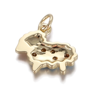 Polished golden sheep pendant with high-shine finish and decorative hollow back detail