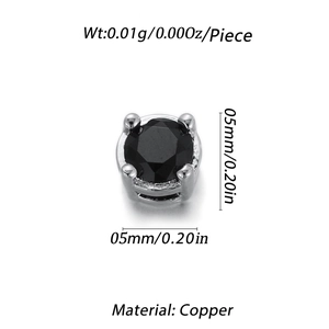 Perle d'espacement ronde de 5mm en zircon noir et cuivre pour bijoux DIY et bracelets