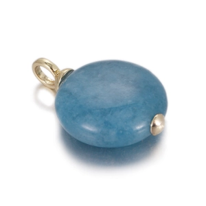 Macro shot of blue natural stone pendant with gold metal clasp for DIY jewelry