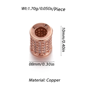 Macro di perla in rame placcato oro rosa 14k con motivo a cuore e zirconi incastonati