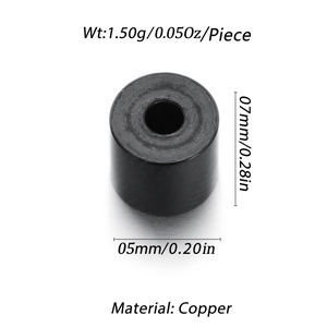 Vista tecnica del distanziatore cilindrico in rame nero da 7mm con dimensioni