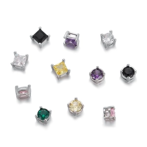 Accessoires Bijoux DIY Cuivre Micro Pavé Zircon Serti Griffes Perles Rondes Carrées pour Collier Bracelet Boucle d'Oreille