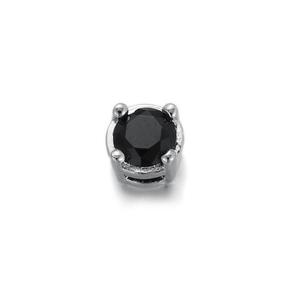 Charm bijoux avec zircon noir rond de 5mm et monture à quatre griffes en argent