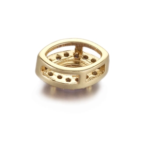 Detail of 14k gold-plated flower coin connector with cubic zirconia for DIY jewelry