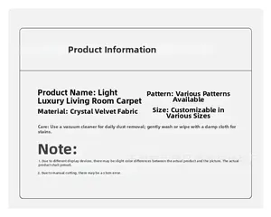 Detailed product specifications for marble pattern crystal velvet living room carpet rug