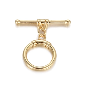 Detail view of 14k gold plated flower OT toggle clasp for jewelry making necklace