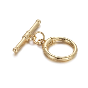 Polished 14k gold-filled toggle clasp with O-ring and T-bar for DIY jewelry design