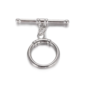Polished silver metal T-bar OT toggle clasp for necklace and bracelet jewelry making