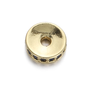 Goldene Rondelle-Abstandshalterperle mit dunkelblauen Kristallen für DIY-Schmuck