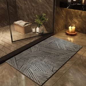 Detail showing the woven texture and geometric lines of the absorbent anti-slip bathroom mat