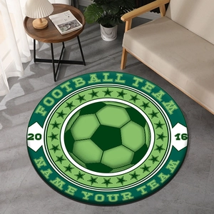 Tapis rond en terre de diatomée motif football avec envers antidérapant pour salon