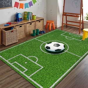 Sports Style Football Field Carpet For Living Room Bedroom Kids Room Polyester Non-Slip Printed Area Rug Modern Home Decor Soccer Theme Floor Mat
