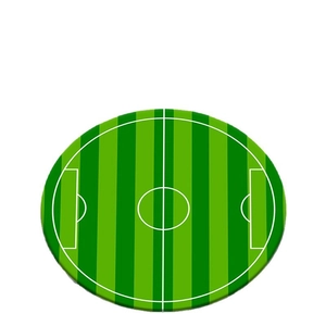 Tapis rond terrain de football absorbant avec rayures vertes pour table basse de salon