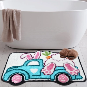 Osterhase Kaschmir-Imitat Badematte Rutschfest Saugfähig Bodenmatte Für Badezimmer Deko Hase Ei Geformte Türmatte