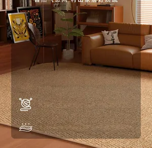 Close-up of thick sisal-style kitchen mat showing dense texture and eco-friendly fabric