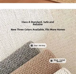 Detailed sisal weave rug texture showing smoke grey and camel brown color options